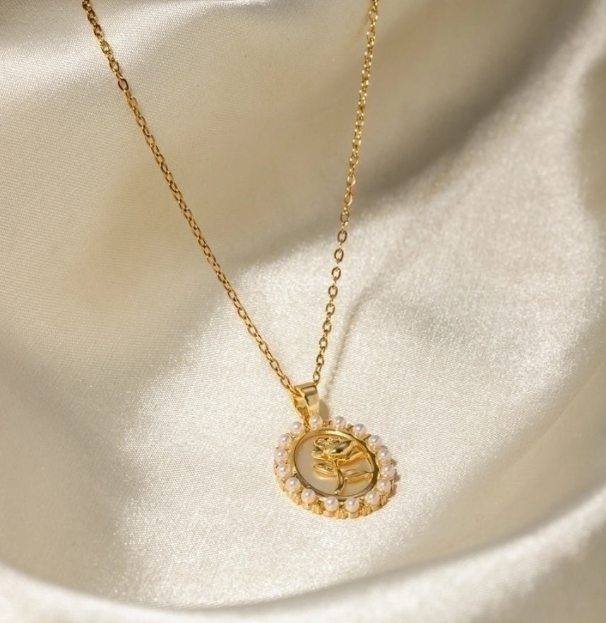 Pearl Rose Necklace