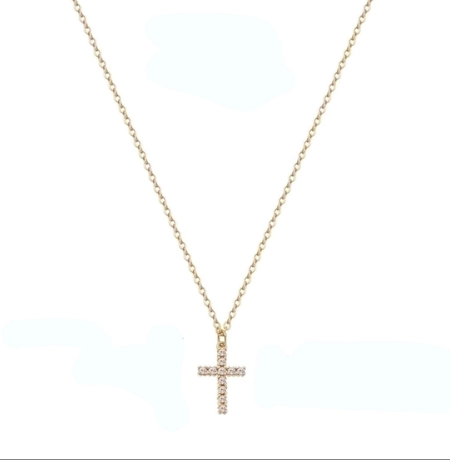 Gold Cross with Zircon