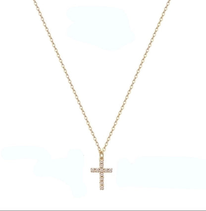 Gold Cross with Zircon