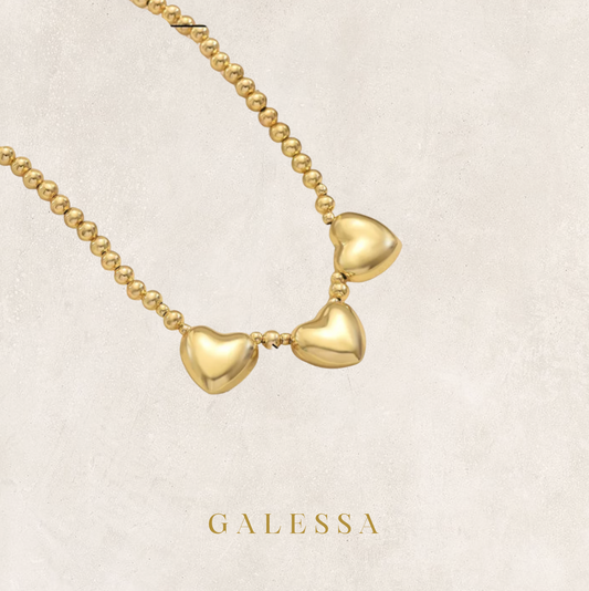 Gold Heart Beads Necklace